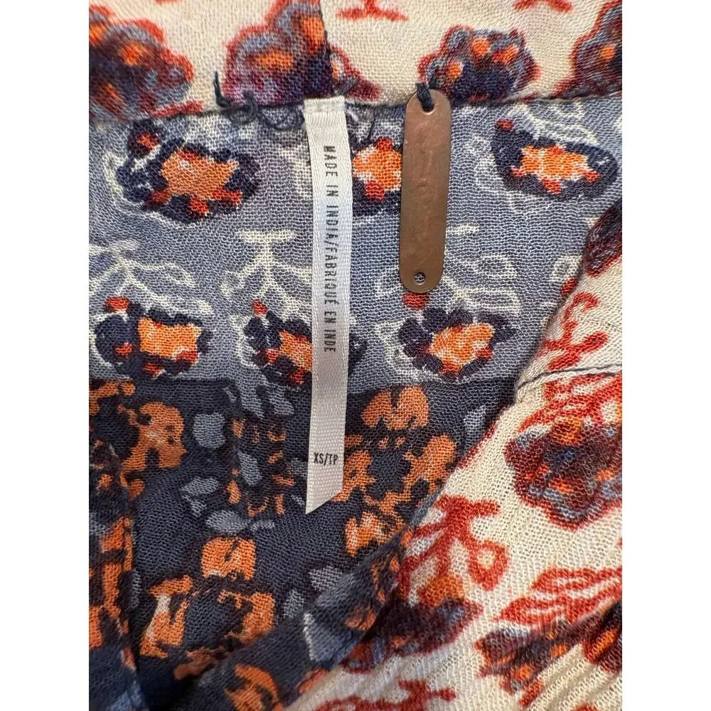 Free People Caravan Patchwork Rayon Button Down shirt XS - Picture 6 of 8